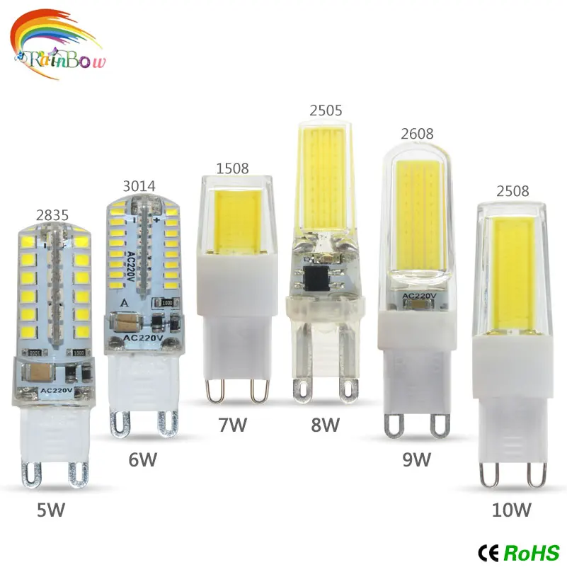 Новейший G9 светодиодный светильник COB светодиодный светильник 5 Вт 6 Вт 7 Вт 8 Вт 9 Вт 10 Вт 220 В светодиодный G9 COB светильник с регулируемой яркостью люстра светильник заменить галогенные лампы G9