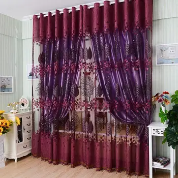 

250cm x 95cm 1 Pcs Sheer Voile Window Panel Curtains Floral Tulle Drape Scarfs Valances Home Necessities