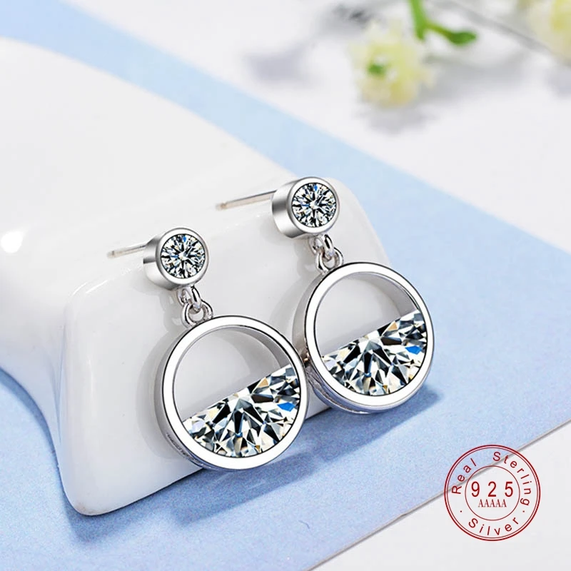 Дизайн модные геометрические круглые S925 стерлинговые серебряные Кристальные серьги с цирконием кубической огранки дизайнерские подарочные украшения для ушей