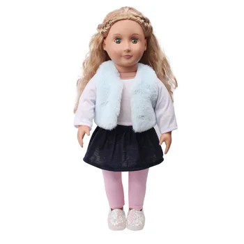 

Doll clothes fur suit blue set pink pant toy accessories fit 18 inch Girl dollS and 43 cm baby doll c709