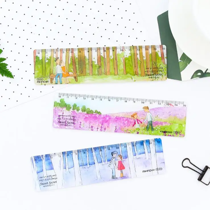 

1 Piece Lytwtw's New Cute Straight Ruler Plastic Kawaii Tools Stationery Drawing Gift Korean Office School