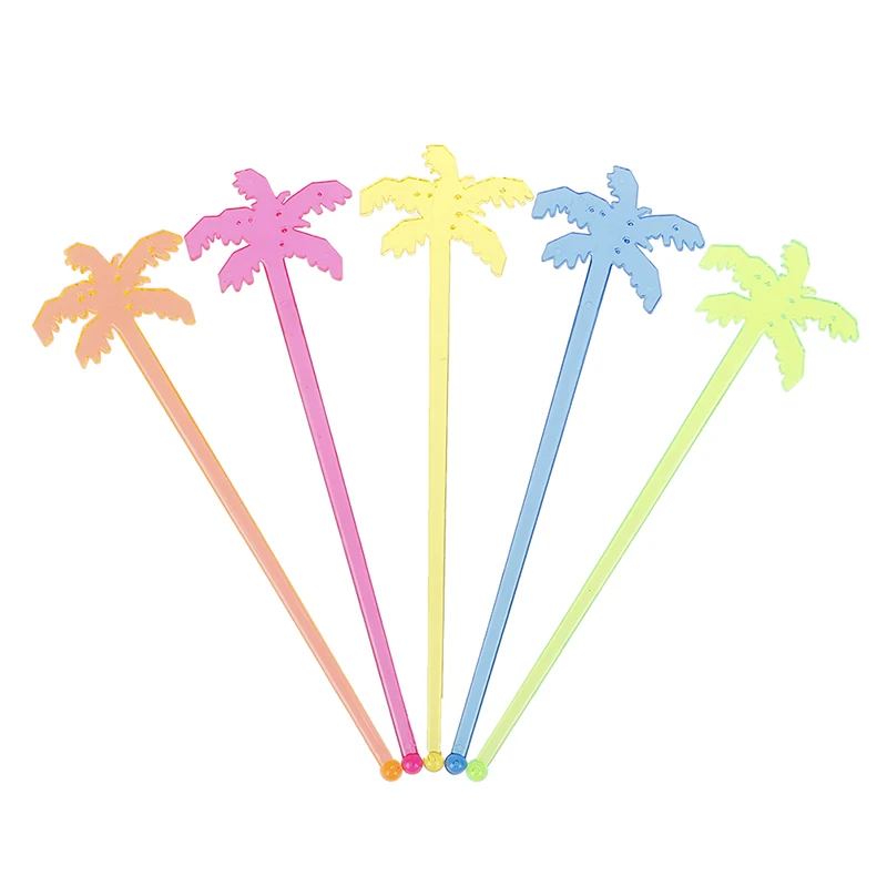 50pcs Plastic Night-club Drink/wine Decor Coconut Tree Cocktail Swizzle Sticks Drink Stirrer Coffee Muddler Puddler