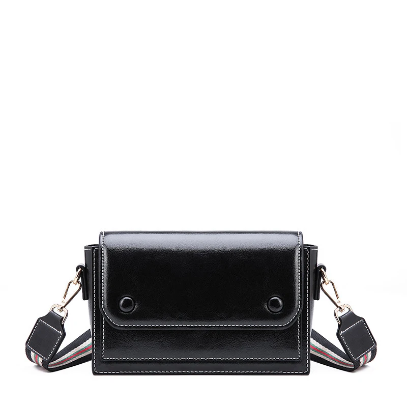 Black PONGWEE Leather Handbags Summer New Fashion Tide Net Red Bean Broadband Single Shoulder Mini Messenger Bag Small Square Bag - Цвет: Black