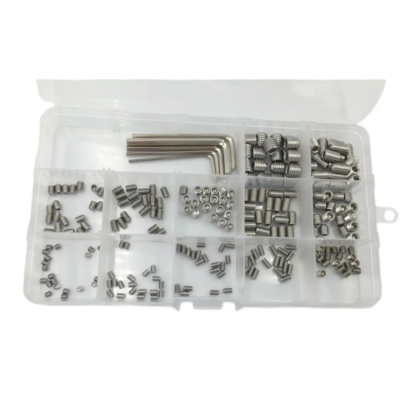 

240pcs M3 M4 M5 M6 M8 Metric Stainless Steel Hex Socket Set Screw Assortment Kit
