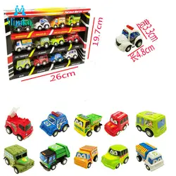 12 шт./компл., мини-автомобиль, игрушки, мобильный строительный автомобиль, пожарная машина для такси и автобуса модель детских игрушек