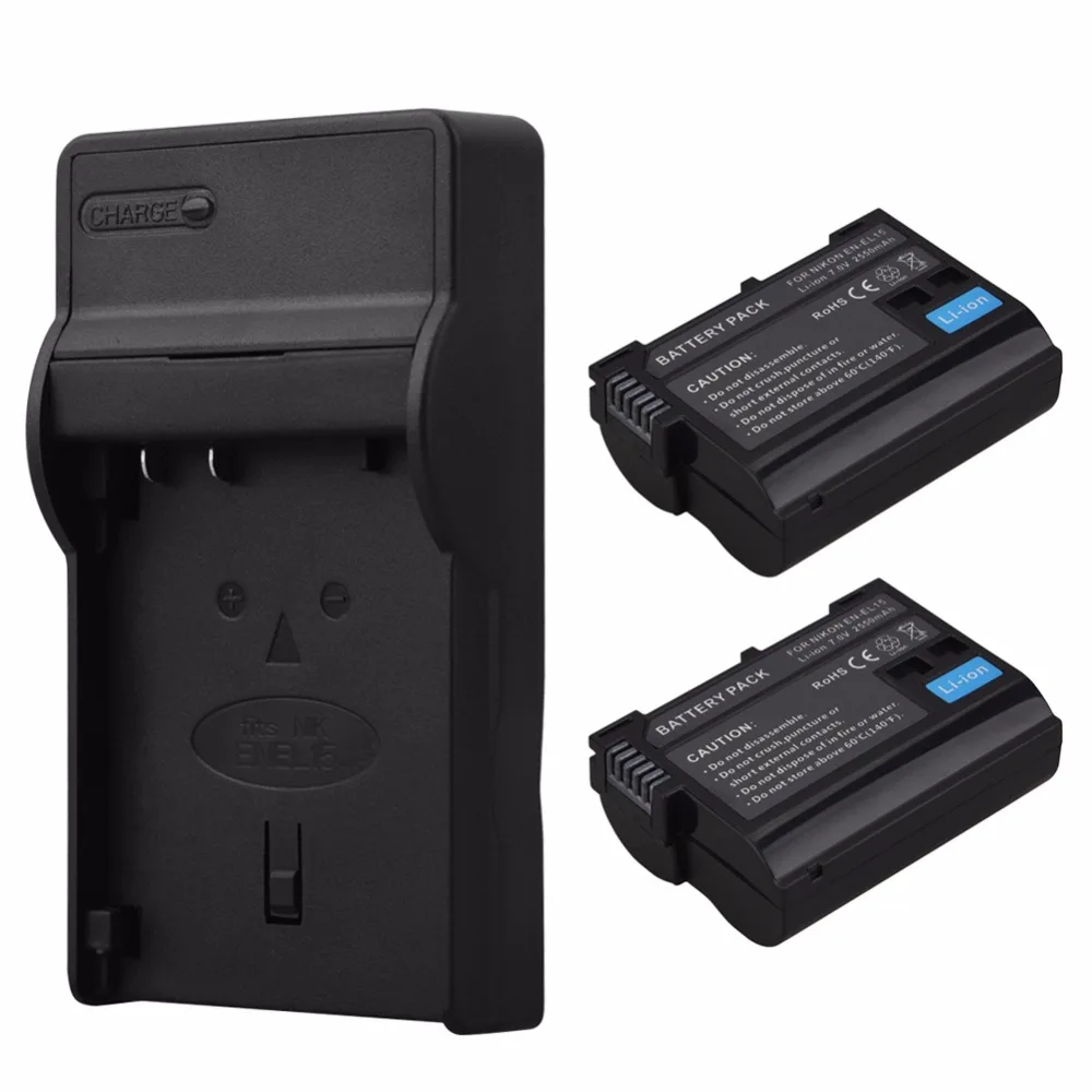 

2x 2550mAh EN-EL15 ENEL15 EN EL15 decoded Camera Battery+Charger For Nikon DSLR D600 D610 D800 D800E D810 D7000 D7100 D7200 V1