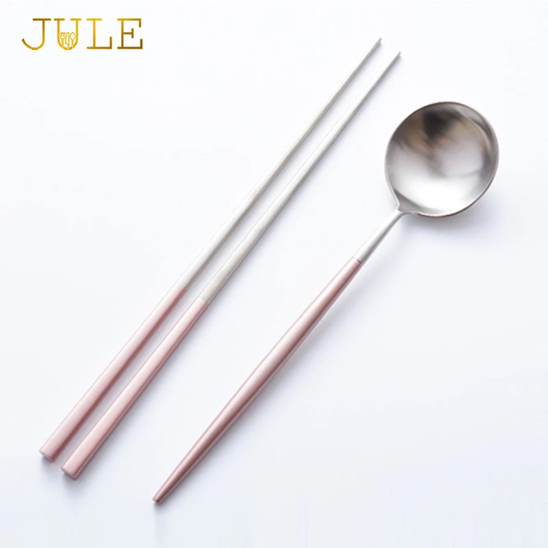 1set Korean Spoon Chopsticks Sets 18 10 Stainless Steel Flatware Set