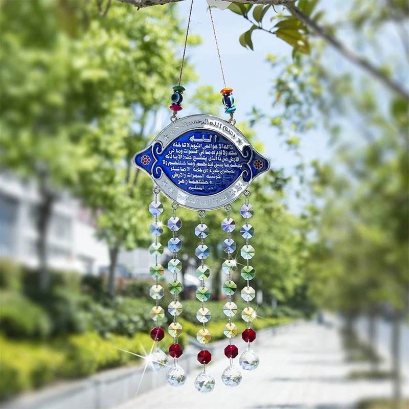 

H&D Chakra Suncatcher Ornament with Turkey Evil Eye Amulet Good Luck Pendant Home Wall Hanging Decor Blessing Protection Gift