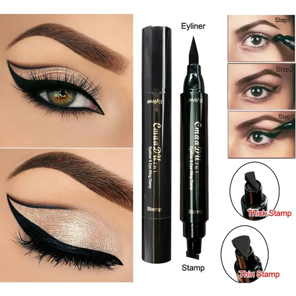 

2 in 1 black wing shaping eyeliner pencil Professional waterproof long lasting eye liner makeup cosmetic Double head eye Tint