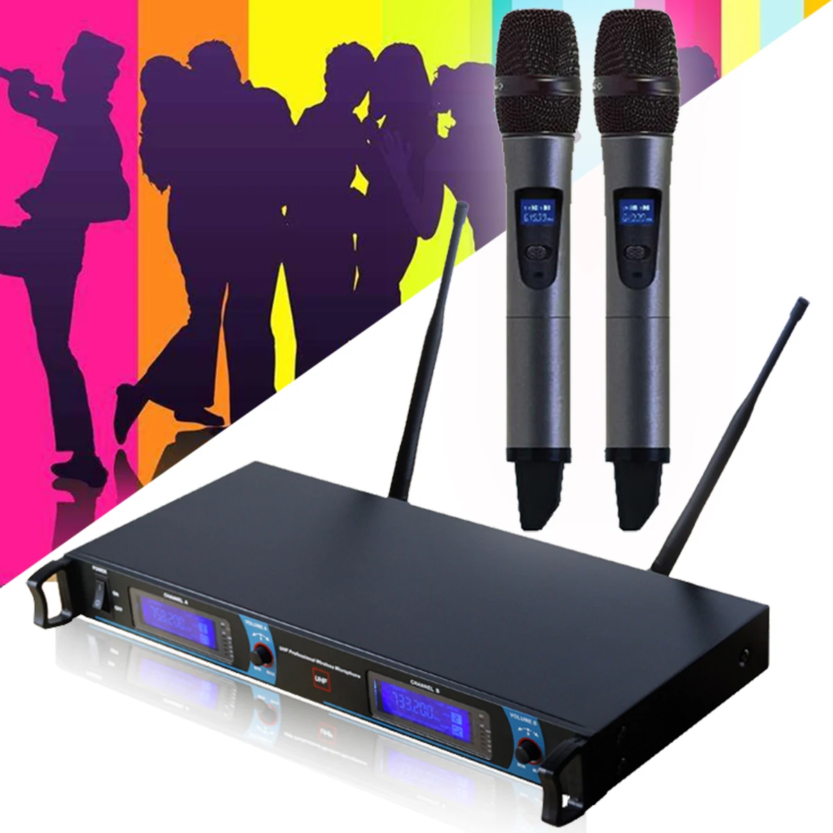 

Studio Microphone Wireless Dual Handheld Microphone Mic System Home KTV Karaoke DJ Wireless Microphone Profesional