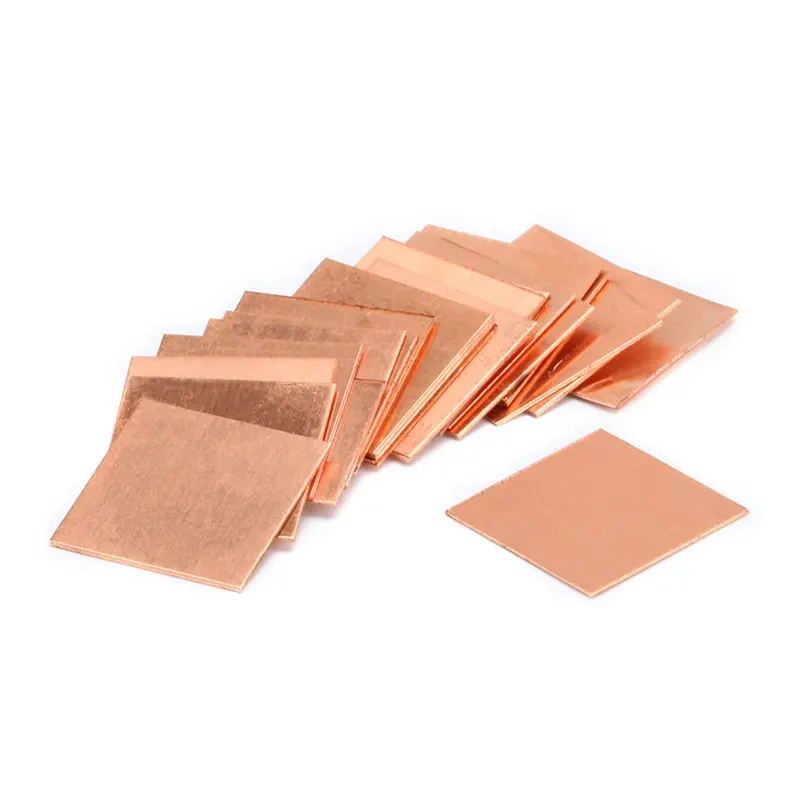 20pcslot 15x15mm 0.3mm to 2mm DIY Copper Shim Thermal Pad Heatsink Heat Sink Sheet For Laptop GPU CPU VGA Chip RAM Cooling (2)