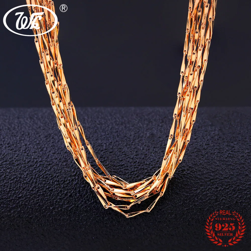 

WK 5 10 20 50 100 PCS 0.8MM Women 925 Silver Chain Necklace With Lobster Clasp Golden Chain Wholesale Jewelry Lots 40 45CM NA026