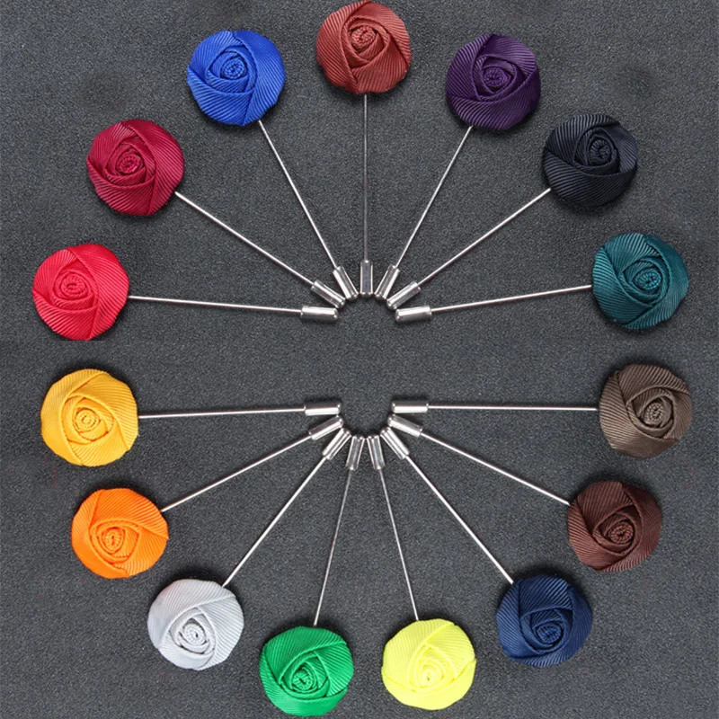Mdiger Wholesale Candy Color Rose Lapel Pin Brooch for Men Rose Flower