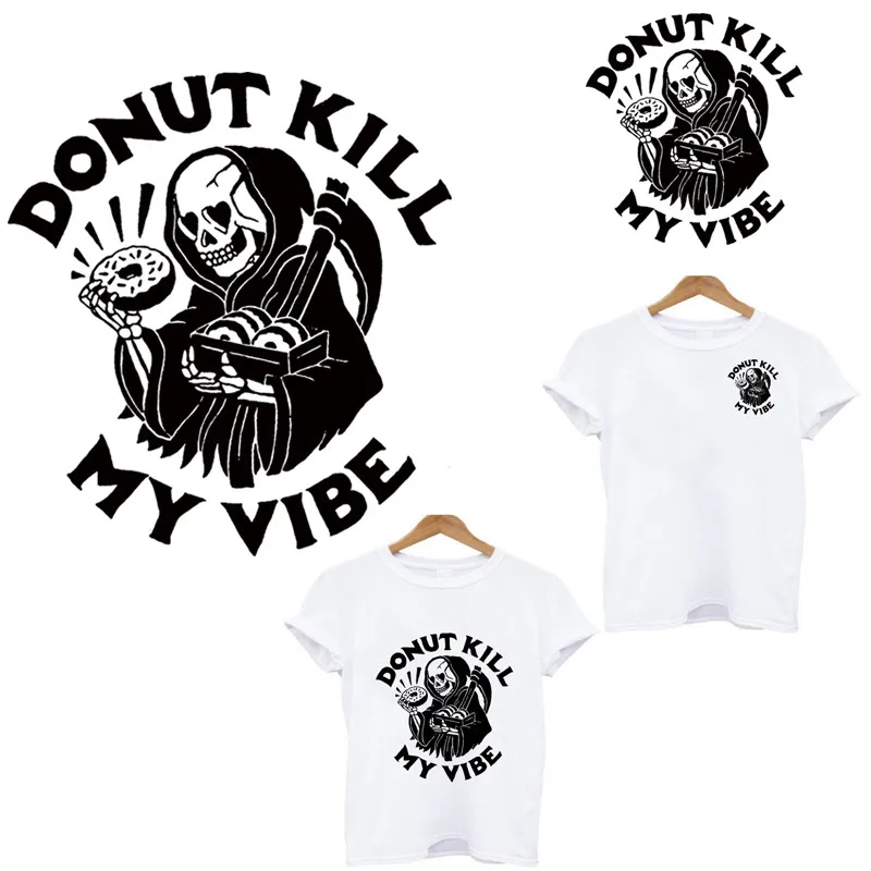 

DONUT KILL WY VIBE heat-sensitive patches thermo stickers on clothes stripes iron on transfers for clothing custom patch tops