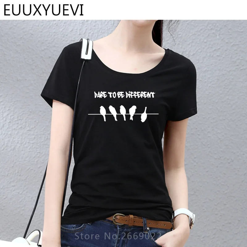 

Be Different Unique Look Women T-shirts Summer Cotton Fitness T Shirt Homme Funny Birds Print Streetwear Fashion Brand Clothing