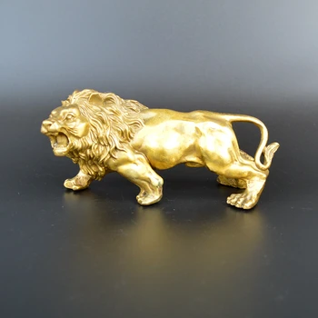 

Sculpture Carving Lions Bronze gold Fierce Wild Animals Figure Lions Statue