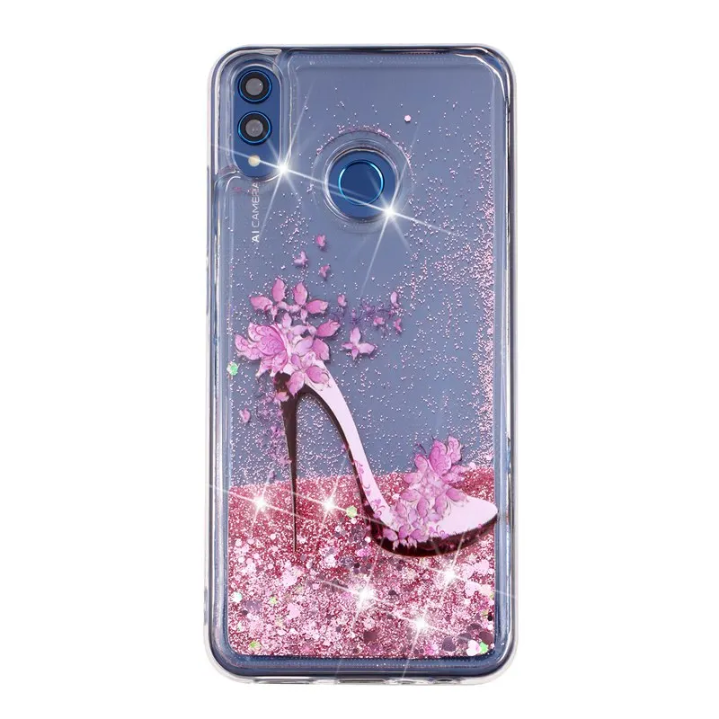 Phone Case For Huawei Honor 8X Protective Shell Glitter Shine Quicksand Shockproof Transparent Cute Back Cover Soft TPU |