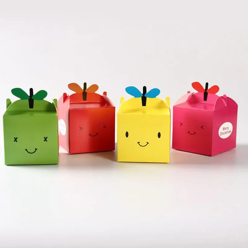 

30pcs/lot Cartoon Fruit Shape Merry Christmas Gift Box Baby Birthday Party Kids Favor Box Christmas Candy Box