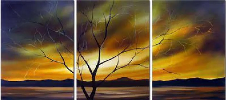 3108 handpainted 3 piece modern abstract decorative oil painting on canvas wall art tree picture for living room unique gift | Дом и сад