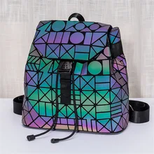 

COOSKIN Brand Hot Sale Luminous Backpack Geometric Plaid Lady Travel Backpack Student Bag Hologram Free Shipping