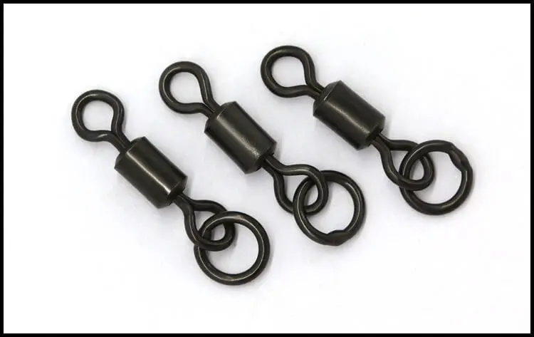 100 шт. Flexi Ring Swivel размер 8 матовые черные рыболовные снасти для карпа большие