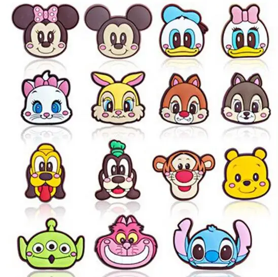 

20 pcs Mix mickey minnie stitch Alice cat Shoe Charms Shoe Wristband Decoration For Kids Gift H-17