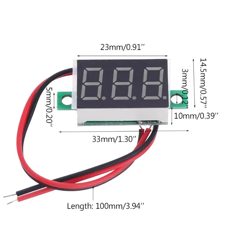 

0.36" Digital Voltmeter DC 4.5-30V 2 Wires Red LED Display Panel Voltage Meter