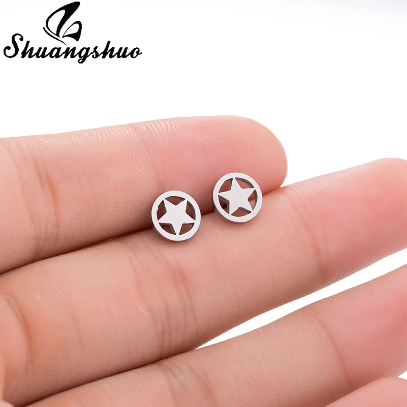 Shuangshuo простые звезды из нержавеющей стали серьги-гвоздики для женщин Капитан Америка Серьги brincos Oorbellen букле d'oreille
