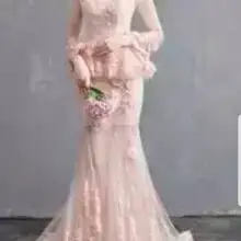 Роскошное с высоким воротом кружевная Апликация платье для выпускного вечера длинный рукав розовый тюлевые вечерние платья формальный длинный халат de soiree