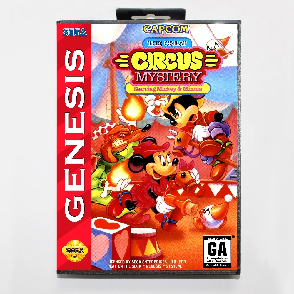 

New 16 bit MD game card - great circus mystery starring mickey and minnie with Retail box For Sega genesis system