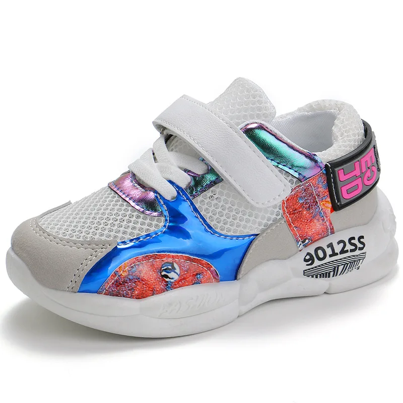 

2019 Spring Children Shoes Fashionable Net Breathable Kids Shoes Hook Loop Casual Shoes Weaving Mesh Sneakers