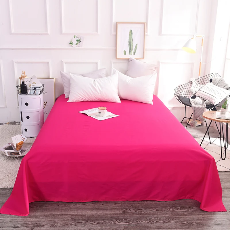 French Style Romantic Rose Red Solid Color 1Pc Bed Sheet Bedding Linens