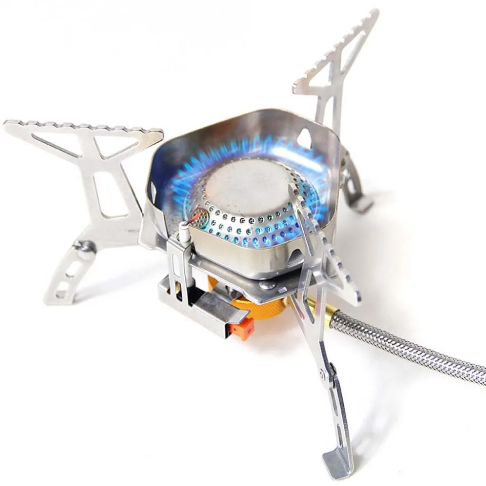 Outdoor Picnic Portable Gas Burner Backpacking Camping Hiking Mini Stove Silver