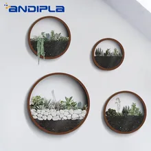 Современная Настенная ваза подвесные вазы Искусственные цветы в корзинке держатель Железный художественный круглый горшок для украшения дома украшение