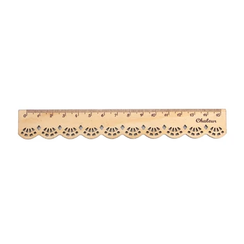 

OOTDTY Korea Kawaii Lace Wood Straight Ruler Hollow Student Stationery Measuring Tool
