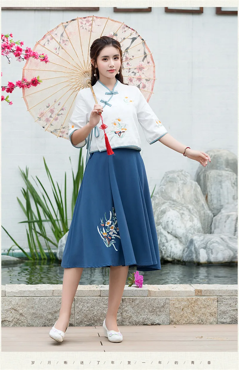 Традиционный китайский хлопок белье блузка вышивка Национальный стиль Для женщин Улучшенная короткими Тан костюм топы