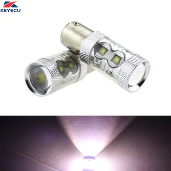 

KEYECU 2X 12V 50W 10SMD 1156 1157 White Car Turn Signal Brake Stop Reverse Back Up Light Bulb