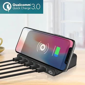 

10W QI Wireless Charger Quick Charge 3.0 USB Type C Desktop Station PD QC3.0 Fast Charging Adapter For iPhone 8 X Samsung Xiaomi