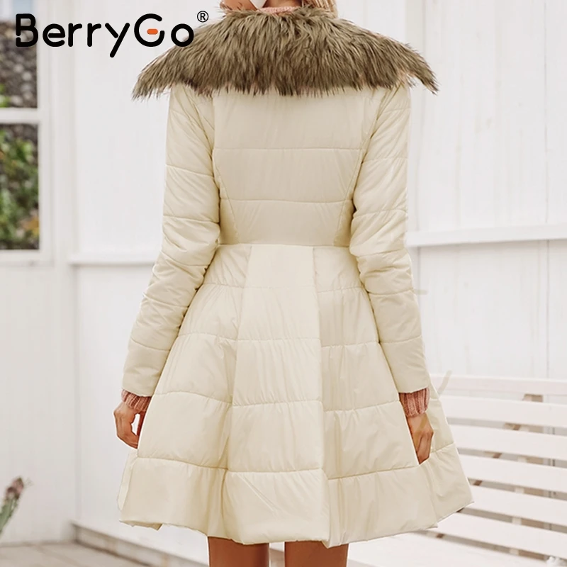 BerryGo Elegant faux fur peplum women parka coat Winter 2018 solid satin thicken warm casual jacket Zipper pocket outerwear coat BerryGo Elegant faux fur peplum women parka coat Winter 2018 solid satin thicken warm casual jacket Zipper pocket outerwear coat