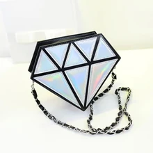 2017 hot fashion Women Bags 3D Diamond Shape Shoulder Chain Lady Girl Messenger Small Crossbody Satchel Evening zipper hangbags