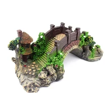 Resina decoração do aquário brinquedos de peixes ponte rockery falso ponte de rocha paisagem pavilhão árvore para tanque de peixes ornamento decorações