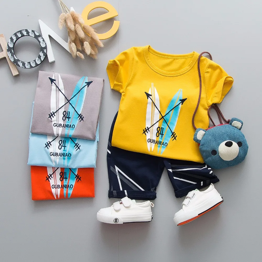 

ZWXLHH 2019 Summer Baby Boys Clothing Sets Children Toddler Clothes Set Cartoon t Shirt + Shorts Suit Infant Kids Clothes Suit