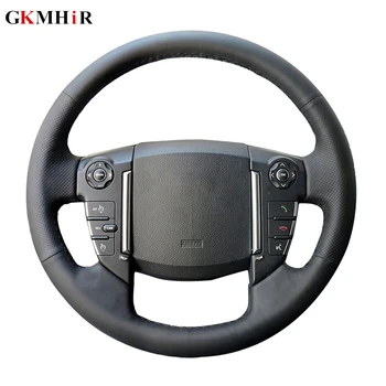 

GKMHiR DIY Genuine Leather Black Car Steering Wheel Cover for Land Rover Discoverer 3 4 Freelander 2 Range Rover Sport Edition