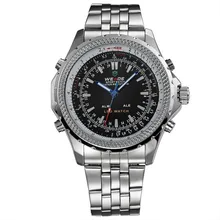 WEIDE Мужчины Спортивные Часы СВЕТОДИОДНЫЙ дисплей Подсветка Многофункциональный Сигнализации кварцевые часы 30 М Водонепроницаемый Наручные Часы relógio masculino