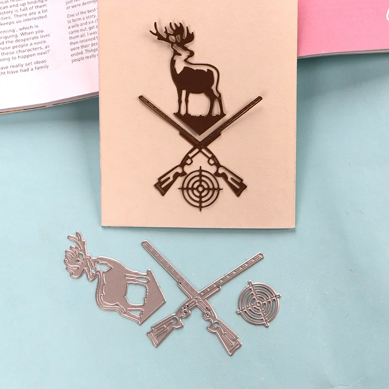 

DUOFEN METAL CUTTING DIES hunting deer and gun embossing stencil DIY Scrapbook Paper Album 2019 new