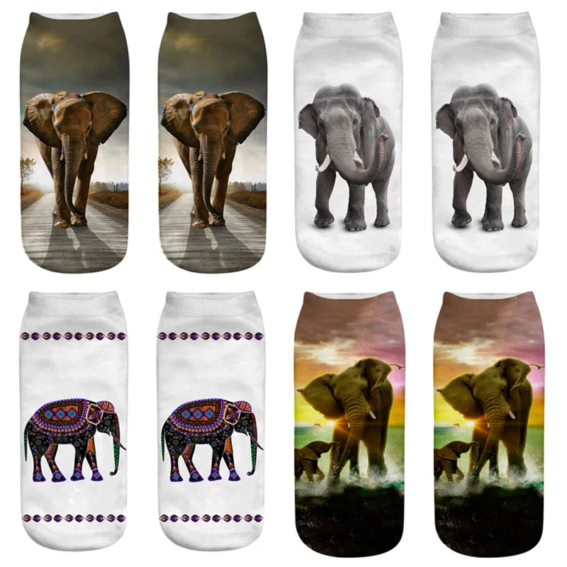 

Elephant Socks 2019 New Harajuku 3D Printing Female Socks Women Low Cut Ankle Socks Calcetines Mujer Casual Hosiery Printed Sock