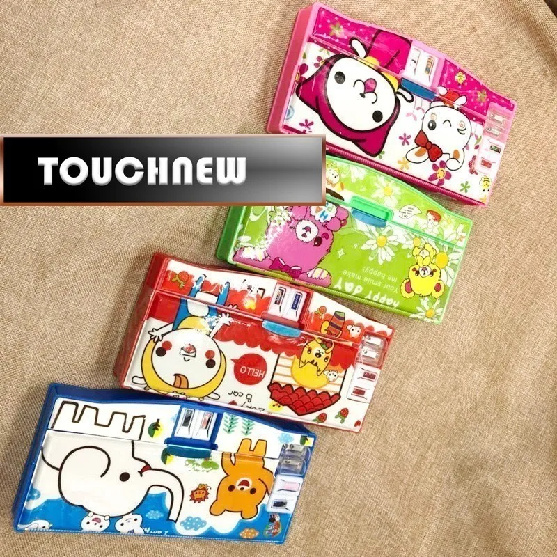 

On sale double faced pencilcase automatic Multifunctional stationery plastic pencil case box school supplies material escolar