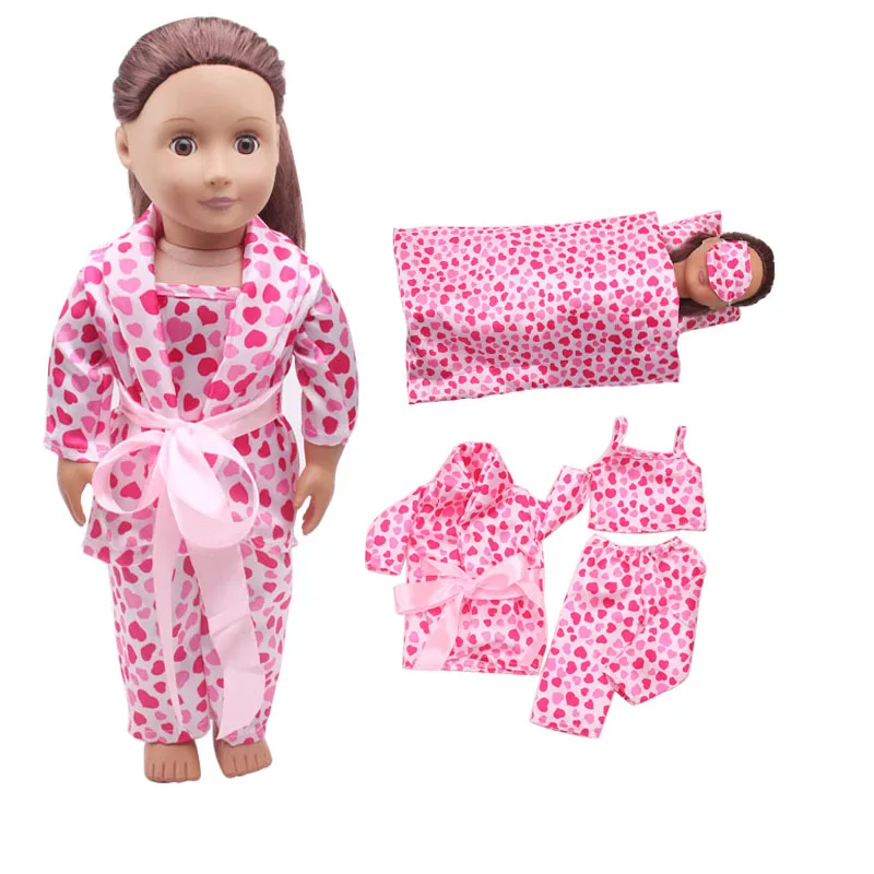 Doll pink sleeping bag pillow pajamas nightgown eye mask toy