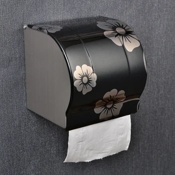 

Top quality Modern Bathroom Accessories Black Painting Surface Brass Toilet Paper Holder Paper Box Wall Mounted waterproof