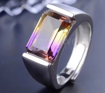 

Men ring Ametrine ring 925 sterling silver 4.2ct gemstone Fine jewelry Boss ring Handworked jewelry S8083101